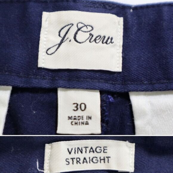 J Crew Size 30 Vintage Straight Pant Polka-dot Stretch Chino Navy Blue - Picture 8 of 10